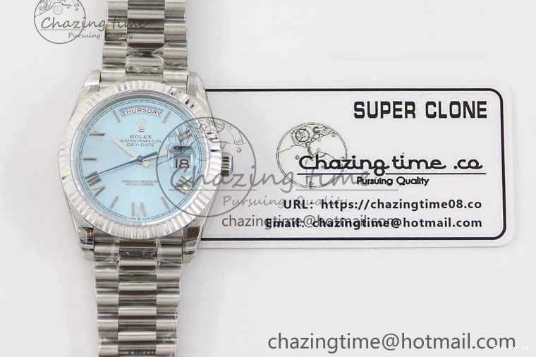 1230 Soft Day Date 40mm SS 904L Steel TWF 1:1 Best Edition Ice Blue Roman Dial on SS Bracelet A 2359